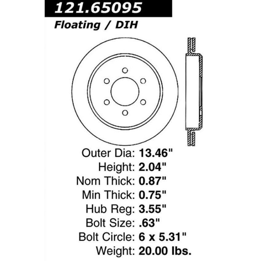 CENTRIC PARTS 121.65095 C-Tek Standard Brake Rotor