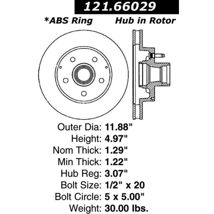 CENTRIC PARTS 121.66029 C-Tek Standard Brake Rotor