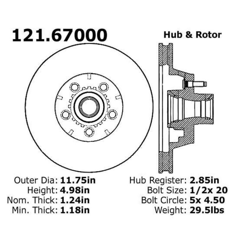CENTRIC PARTS 121.67000 C-Tek Standard Brake Rotor