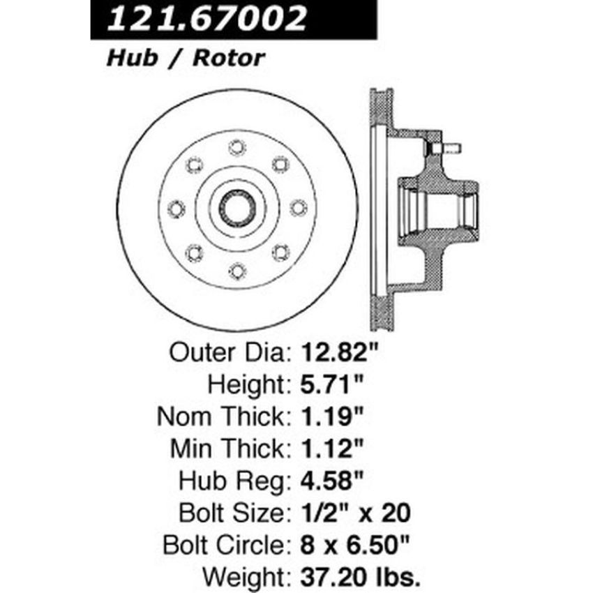CENTRIC PARTS 121.67002 C-Tek Standard Brake Rotor