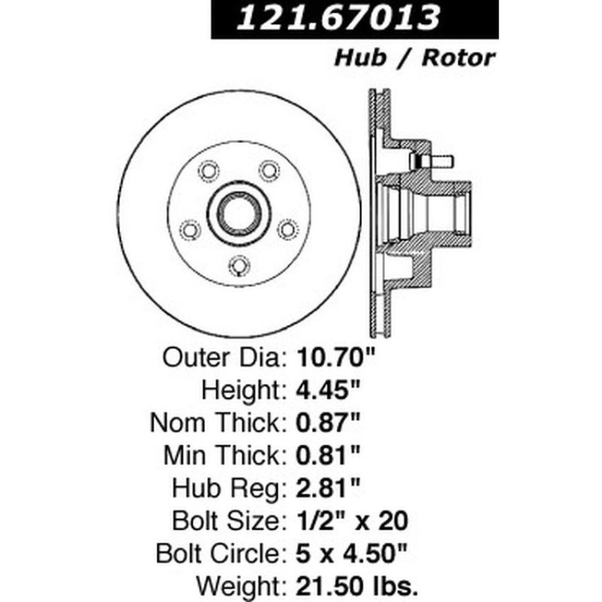 CENTRIC PARTS 121.67013 C-Tek Standard Brake Rotor