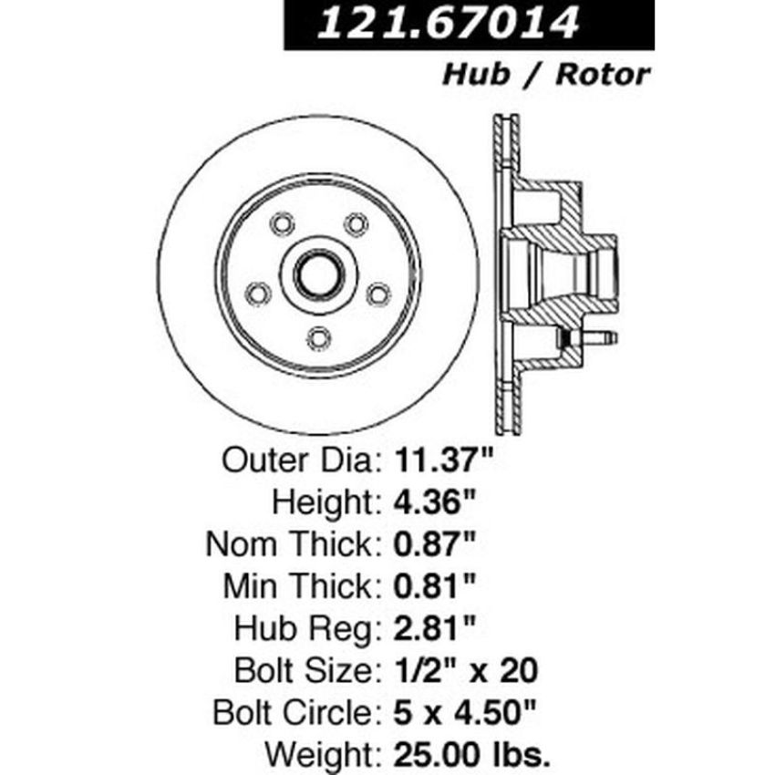 CENTRIC PARTS 121.67014 C-Tek Standard Brake Rotor