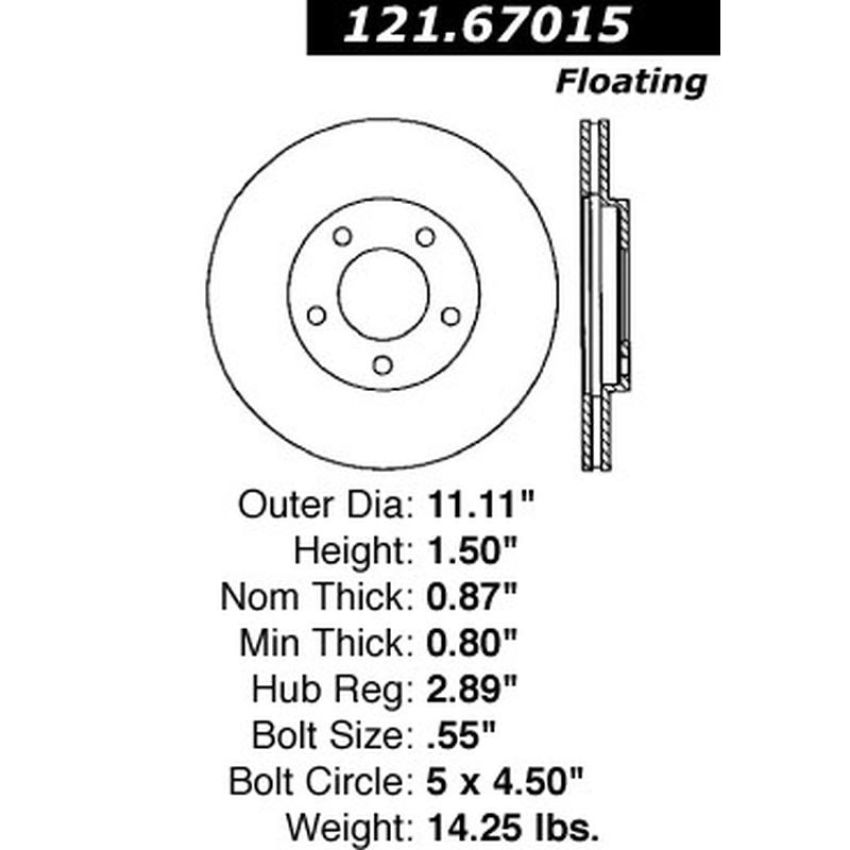 CENTRIC PARTS 121.67015 C-Tek Standard Brake Rotor