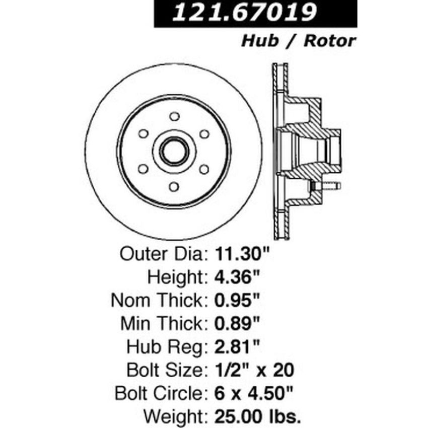 CENTRIC PARTS 121.67019 C-Tek Standard Brake Rotor