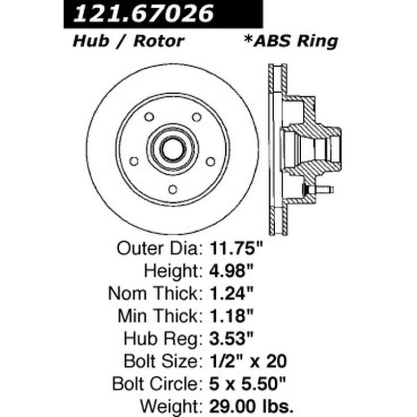 CENTRIC PARTS 121.67026 C-Tek Standard Brake Rotor