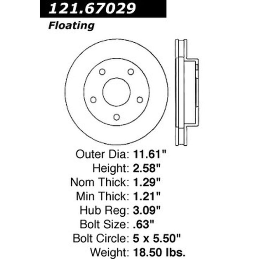 CENTRIC PARTS 121.67029 C-Tek Standard Brake Rotor