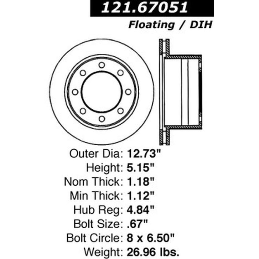 CENTRIC PARTS 121.67051 C-Tek Standard Brake Rotor