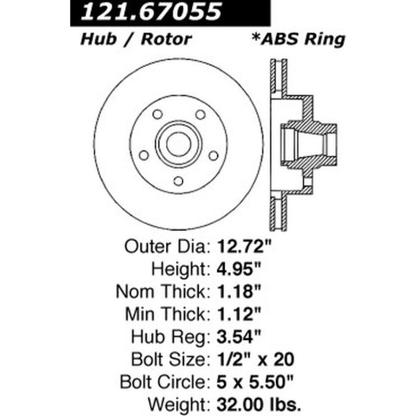 CENTRIC PARTS 121.67055 C-Tek Standard Brake Rotor