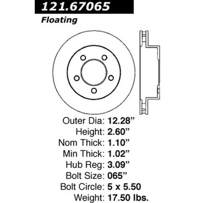 CENTRIC PARTS 121.67065 C-Tek Standard Brake Rotor