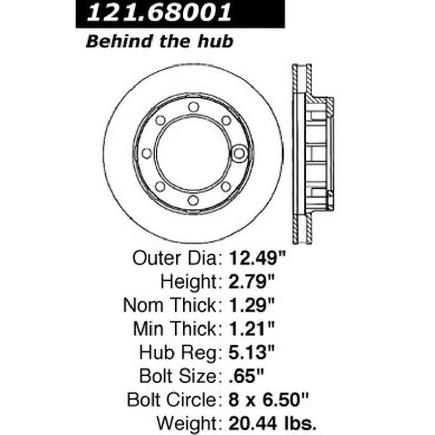 CENTRIC PARTS 121.68001 C-Tek Standard Brake Rotor