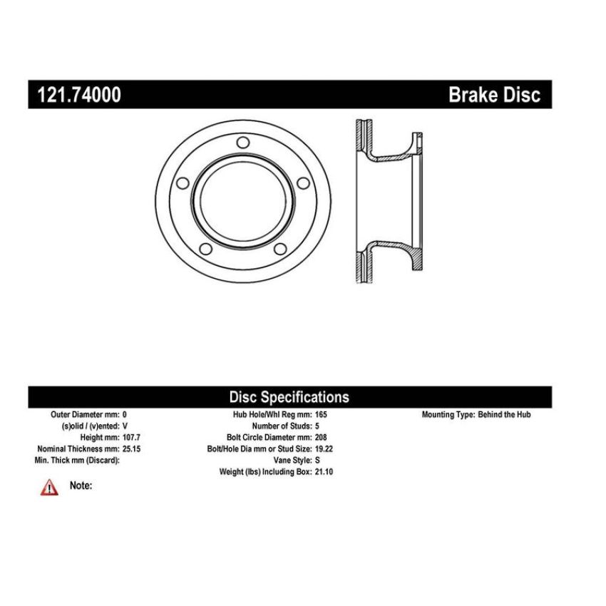 CENTRIC PARTS 121.74000 C-Tek Standard Brake Rotor