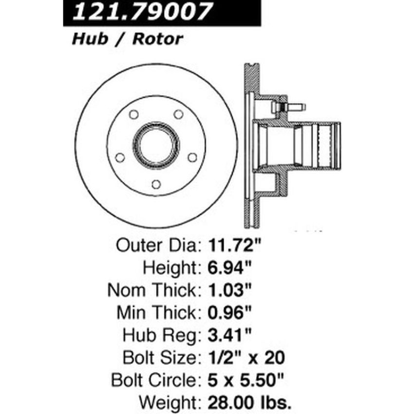 CENTRIC PARTS 121.79007 C-Tek Standard Brake Rotor