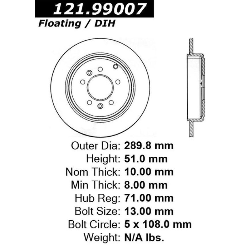 CENTRIC PARTS 121.99007 C-Tek Standard Brake Rotor