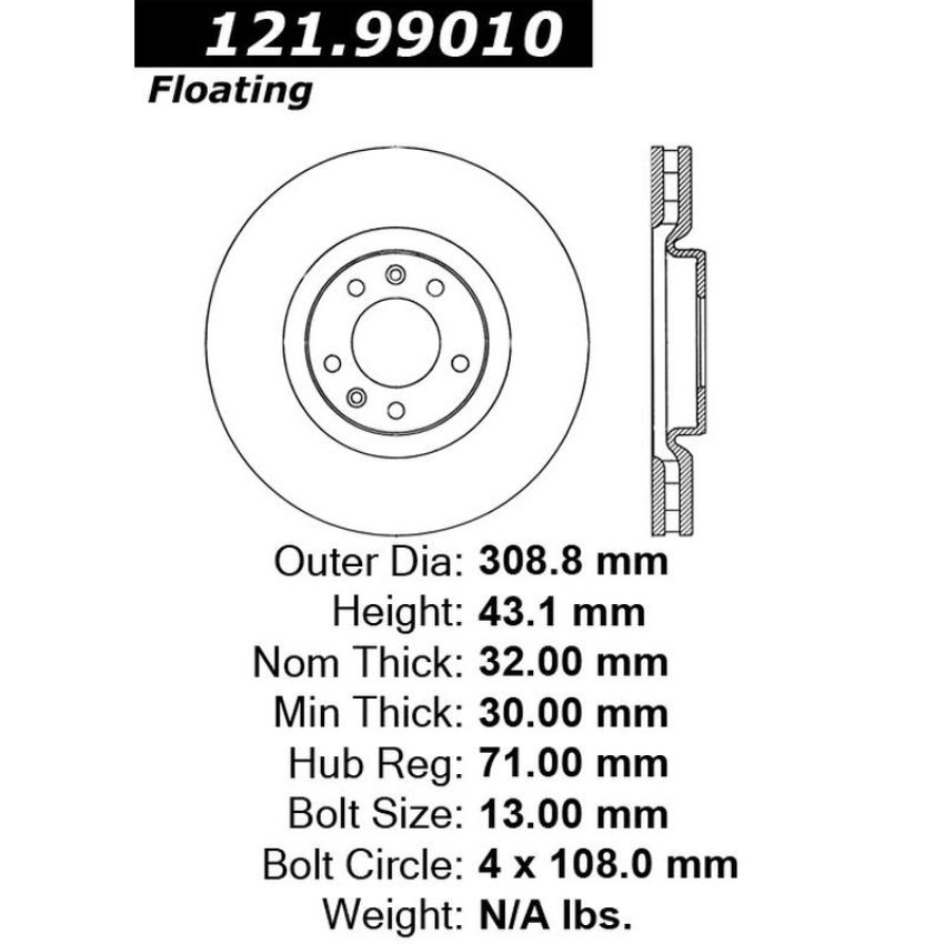 CENTRIC PARTS 121.99010 C-Tek Standard Brake Rotor