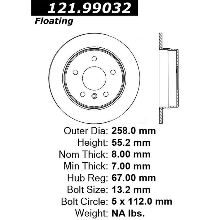 CENTRIC PARTS 121.99032 C-Tek Standard Brake Rotor