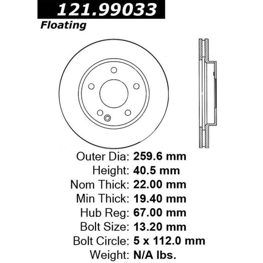 CENTRIC PARTS 121.99033 C-Tek Standard Brake Rotor