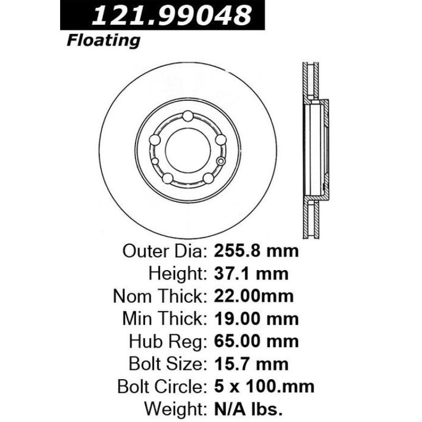 CENTRIC PARTS 121.99048 C-Tek Standard Brake Rotor