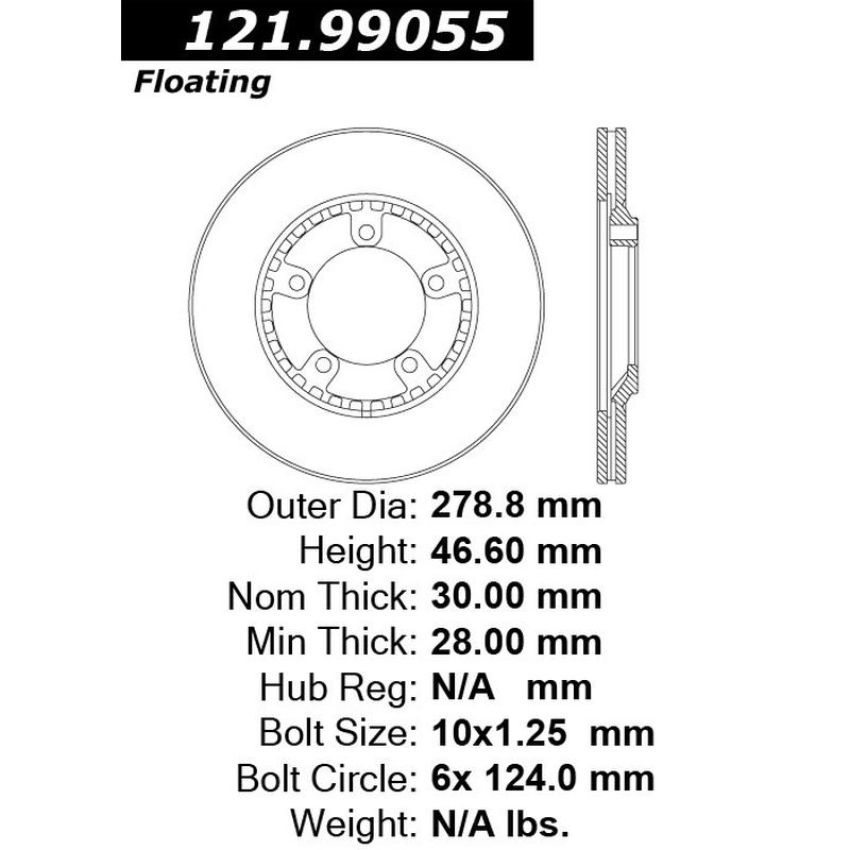 CENTRIC PARTS 121.99055 C-Tek Standard Brake Rotor