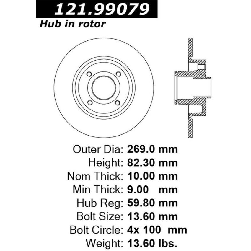 CENTRIC PARTS 121.99079 C-Tek Standard Brake Rotor