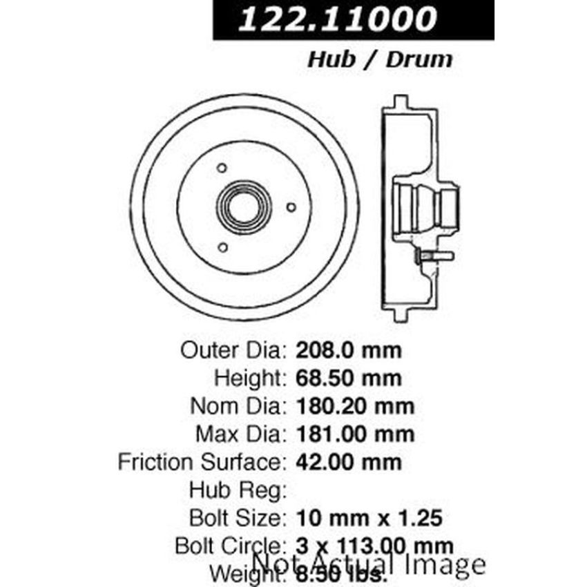 CENTRIC PARTS 122.11000 Centric Premium Brake Drum