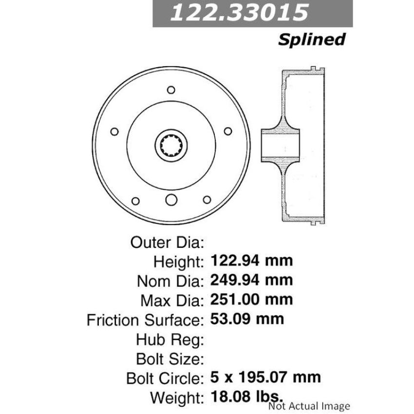 CENTRIC PARTS 122.33015 Centric Premium Brake Drum