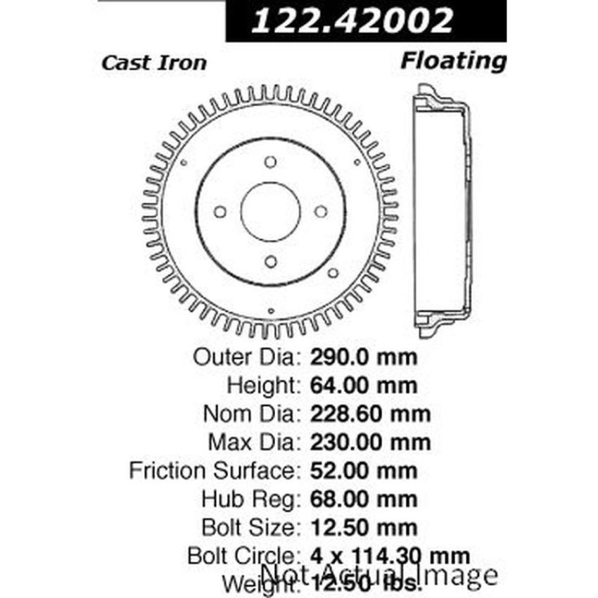 CENTRIC PARTS 122.42002 Centric Premium Brake Drum