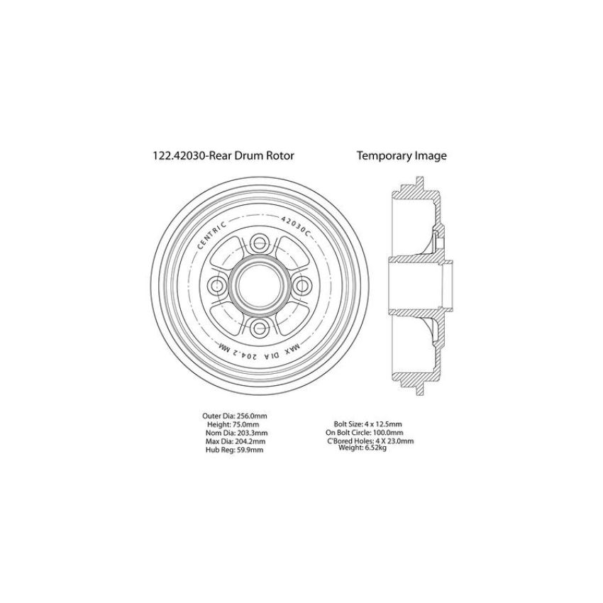 CENTRIC PARTS 122.42030 Centric Premium Brake Drum