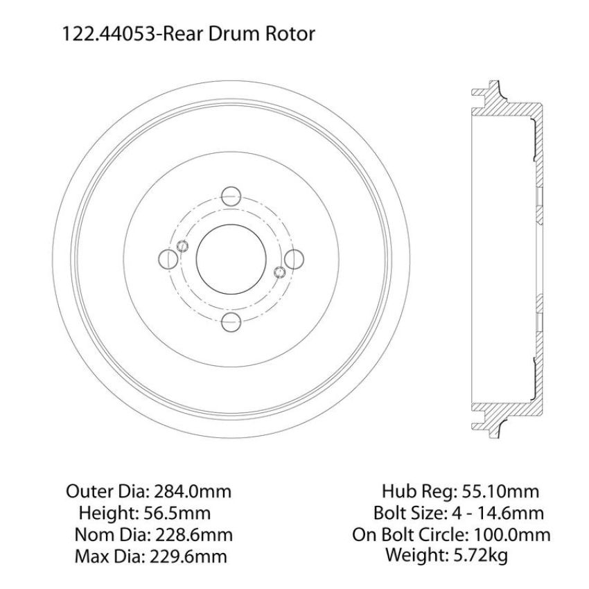 CENTRIC PARTS 122.44053 Centric Premium Brake Drum