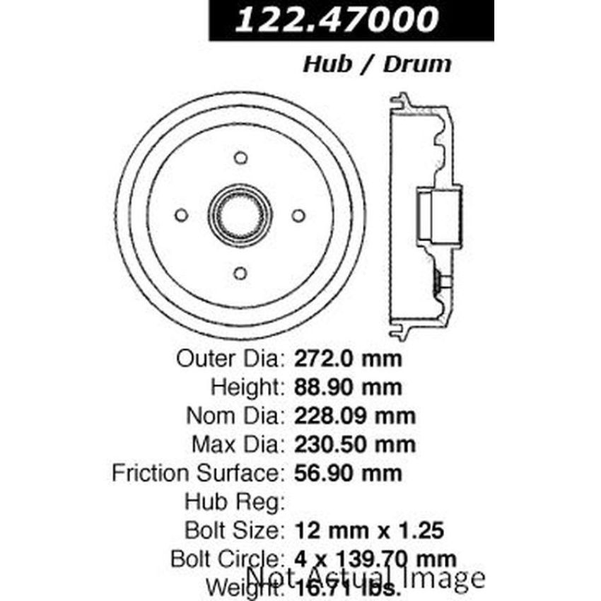 CENTRIC PARTS 122.47000 Centric Premium Brake Drum