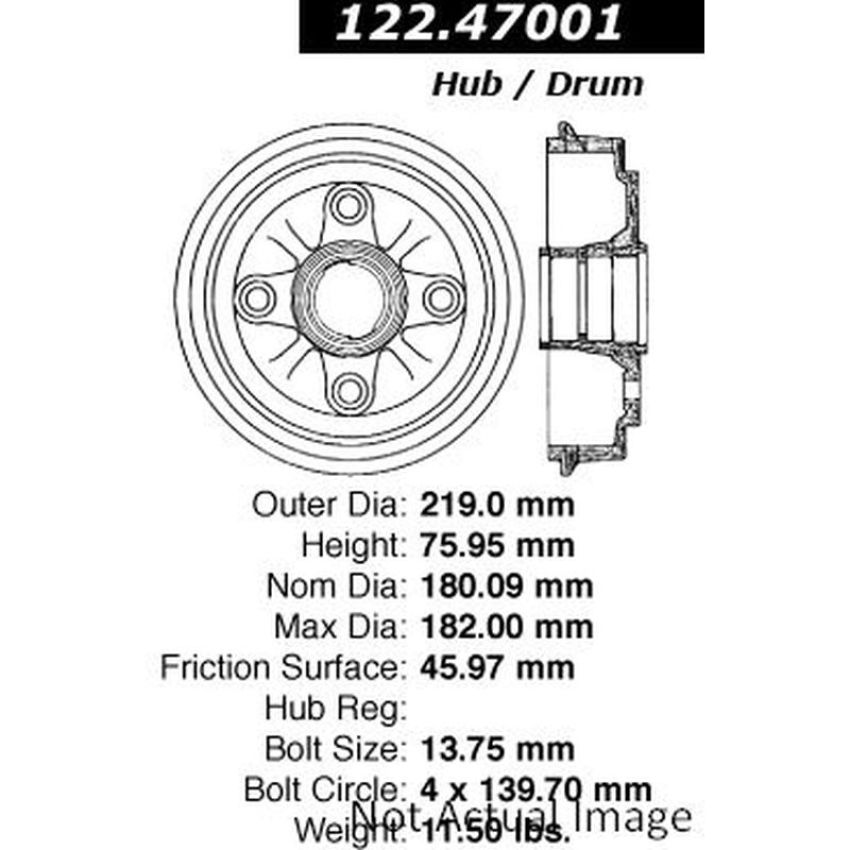 CENTRIC PARTS 122.47001 Centric Premium Brake Drum
