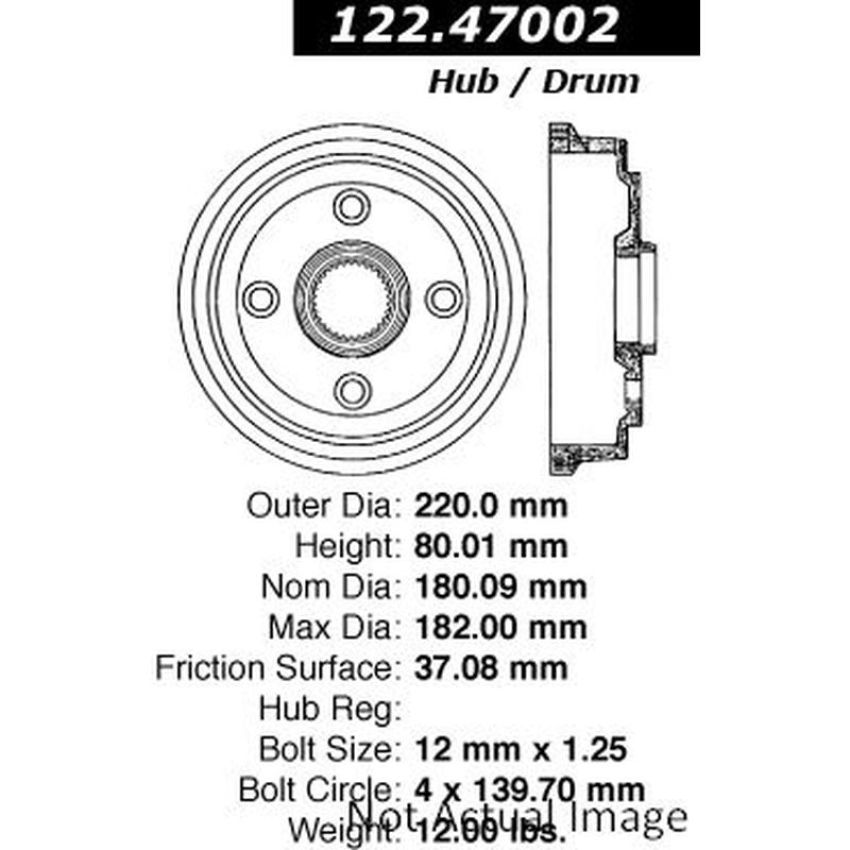 CENTRIC PARTS 122.47002 Centric Premium Brake Drum