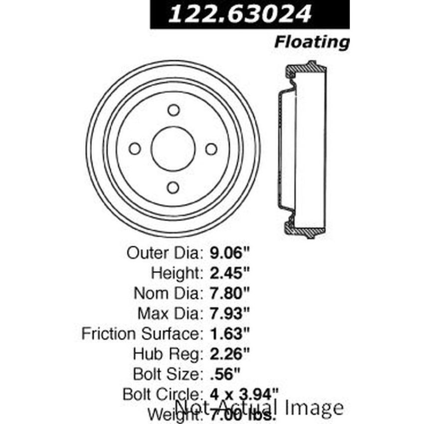 CENTRIC PARTS 122.63024 Centric Premium Brake Drum