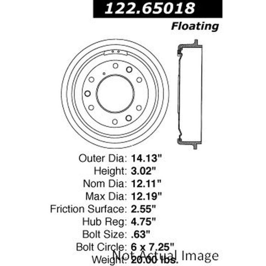 CENTRIC PARTS 122.65018 Centric Premium Brake Drum