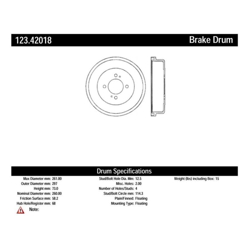CENTRIC PARTS 123.42018 C-Tek Standard Brake Drum