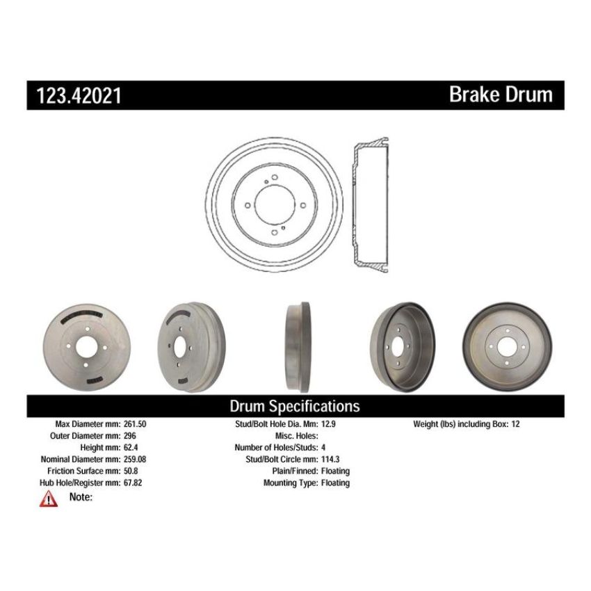 CENTRIC PARTS 123.42021 C-Tek Standard Brake Drum