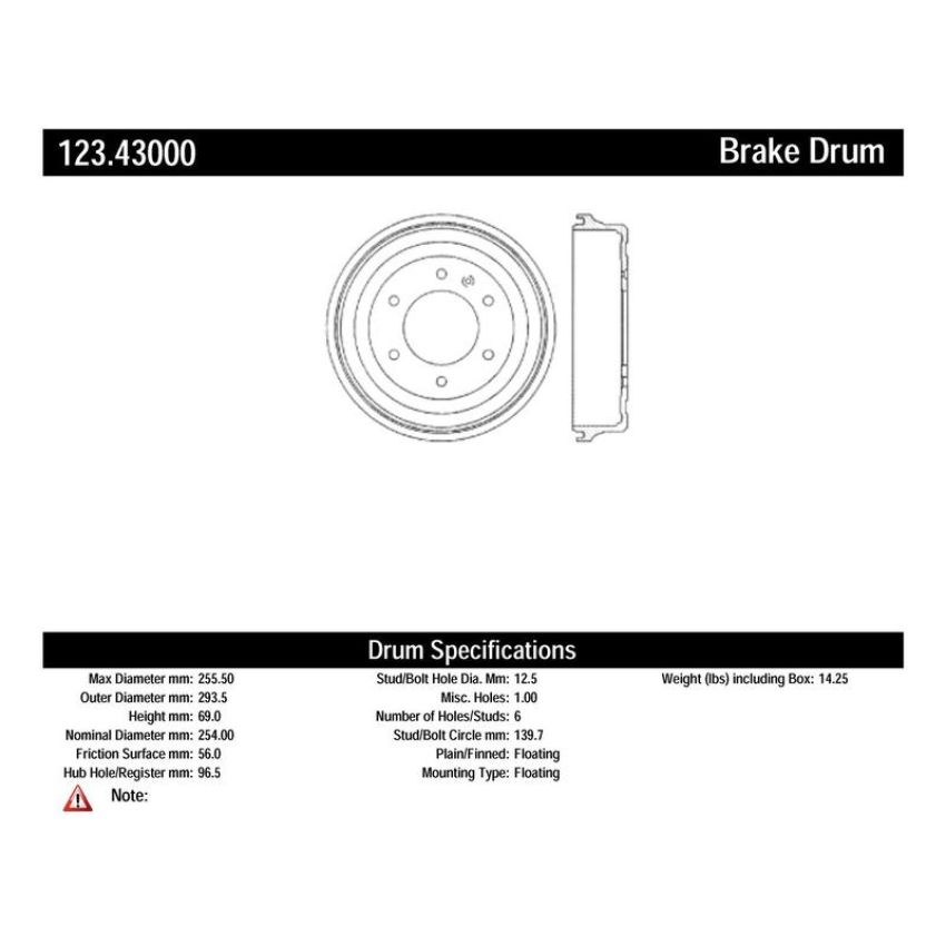 CENTRIC PARTS 123.43000 C-Tek Standard Brake Drum