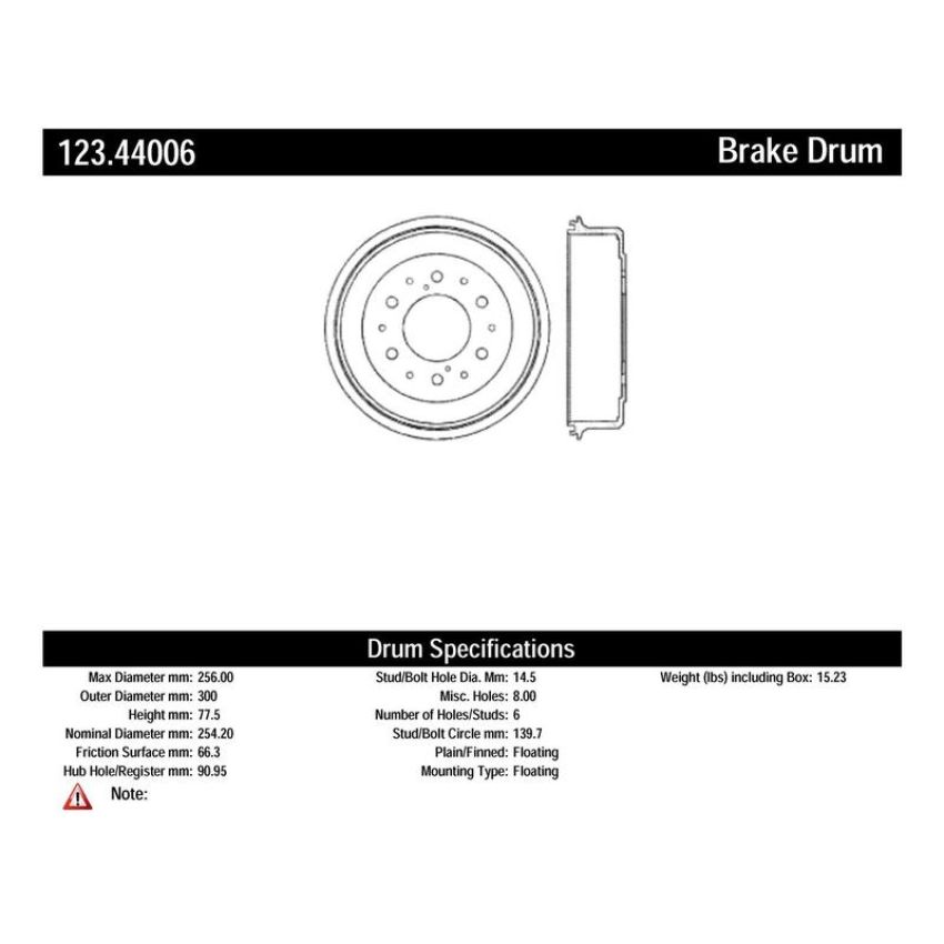 CENTRIC PARTS 123.44006 C-Tek Standard Brake Drum