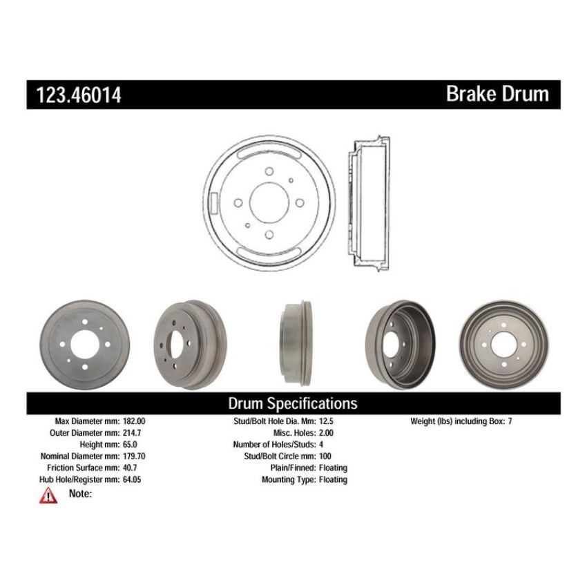 CENTRIC PARTS 123.46014 C-Tek Standard Brake Drum