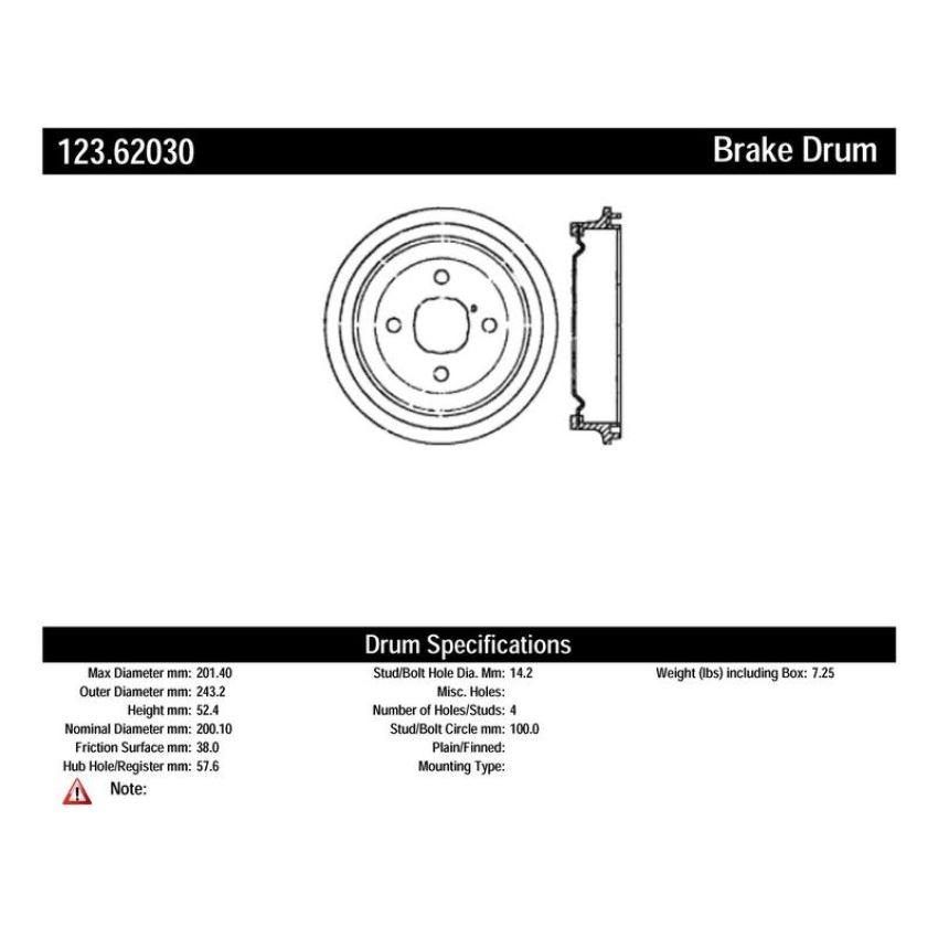 CENTRIC PARTS 123.62030 C-Tek Standard Brake Drum