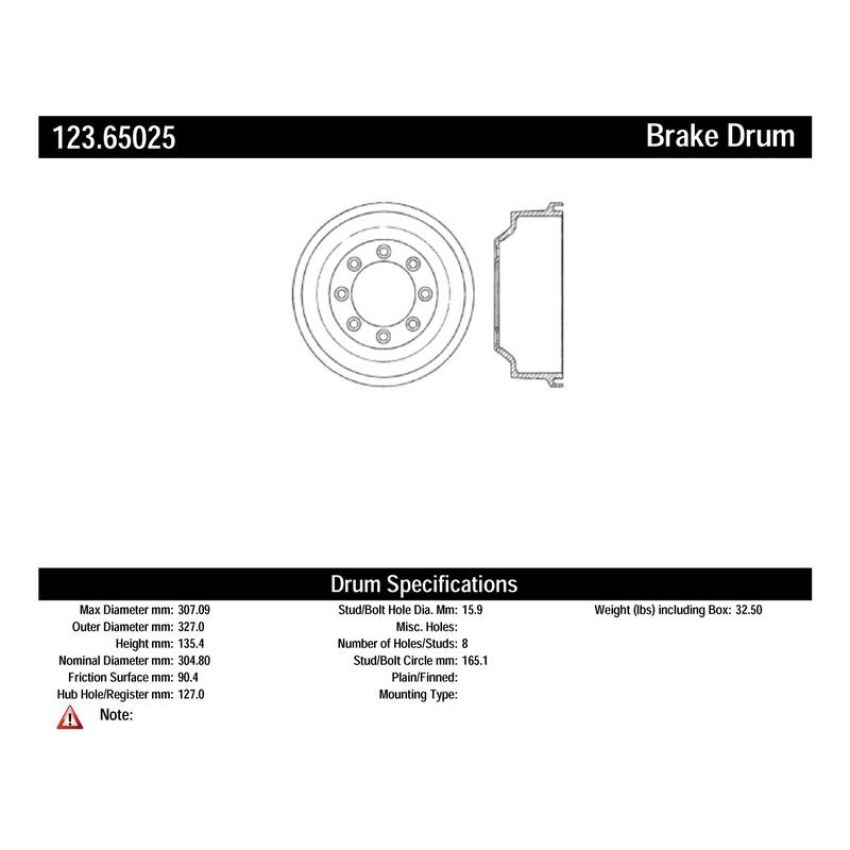 CENTRIC PARTS 123.65025 C-Tek Standard Brake Drum