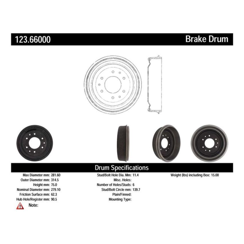 CENTRIC PARTS 123.66000 C-Tek Standard Brake Drum