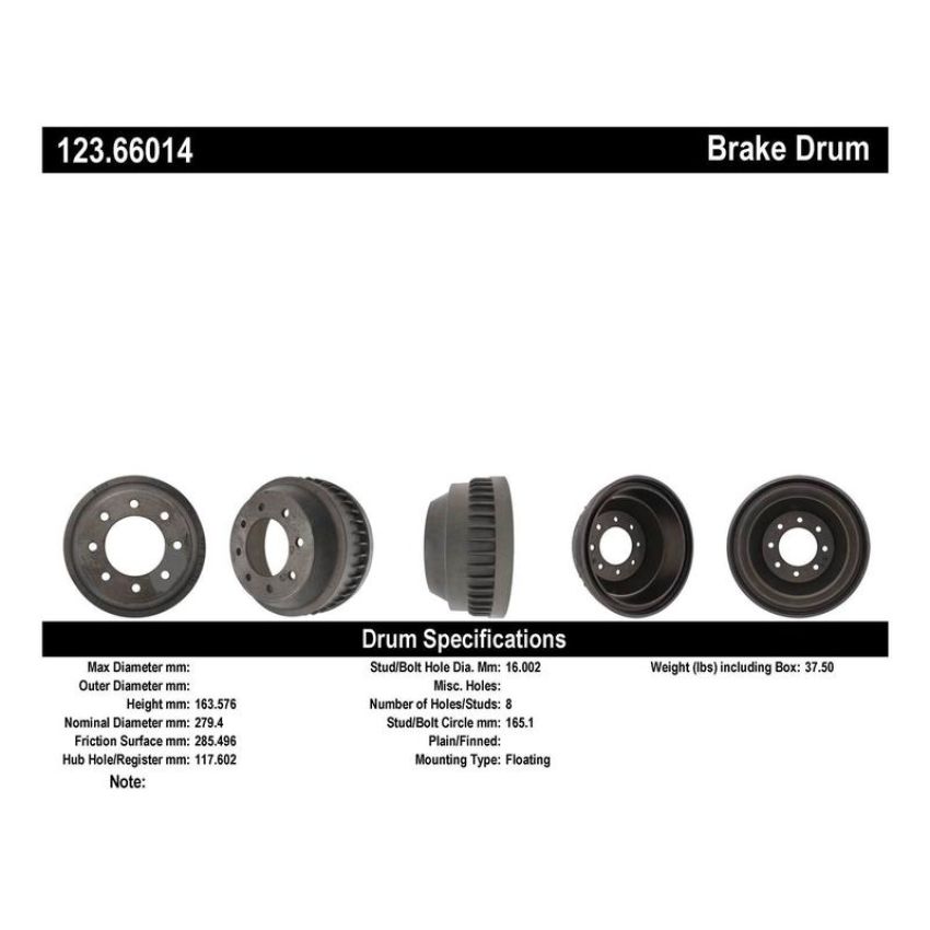 CENTRIC PARTS 123.66014 C-Tek Standard Brake Drum