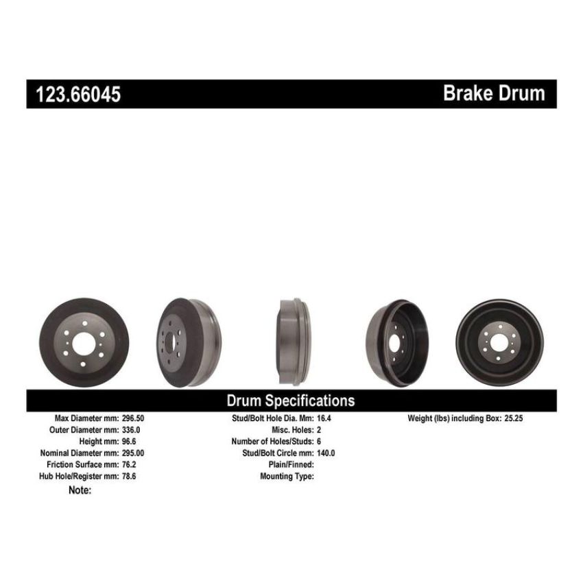 CENTRIC PARTS 123.66045 C-Tek Standard Brake Drum