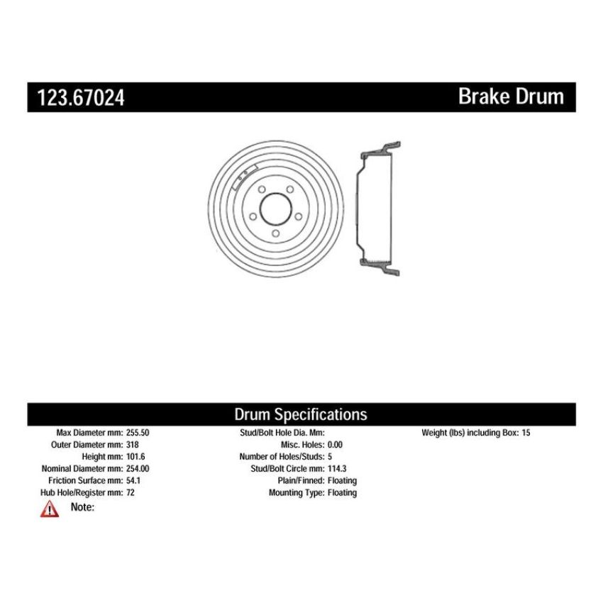 CENTRIC PARTS 123.67024 C-Tek Standard Brake Drum