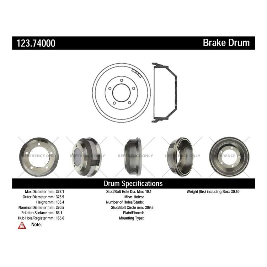 CENTRIC PARTS 123.68002 C-Tek Standard Brake Drum
