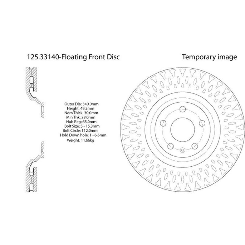 CENTRIC PARTS 125.33140 Centric Premium High Carbon Alloy Brake Rotor