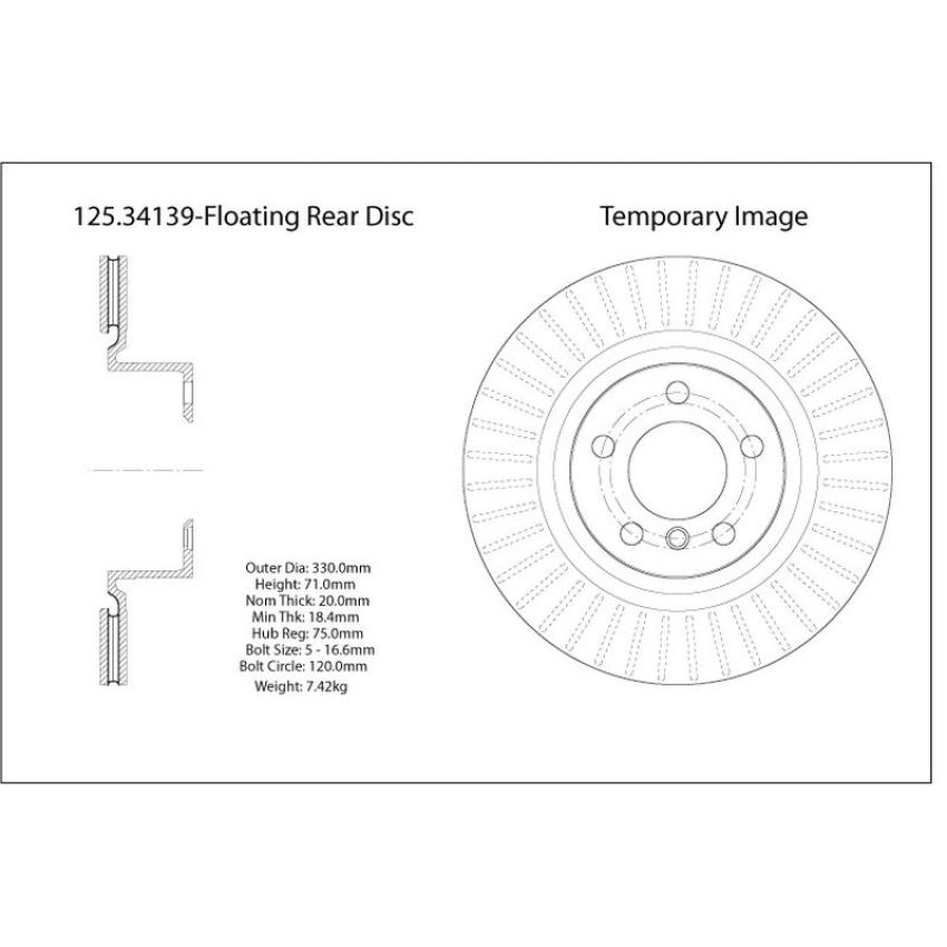 CENTRIC PARTS 125.34139 Centric Premium High Carbon Alloy Brake Rotor