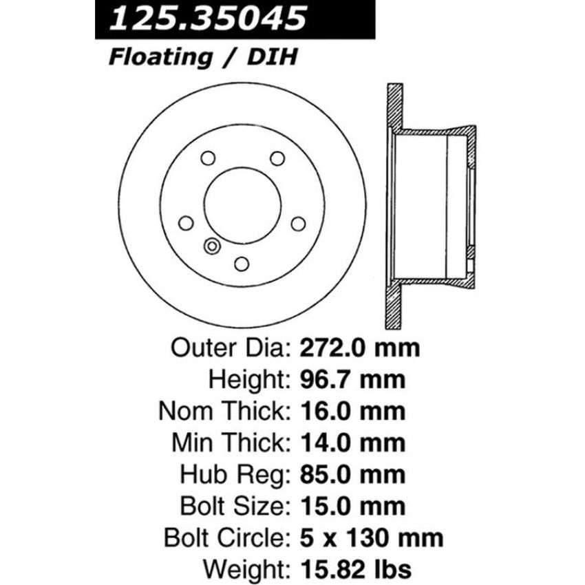 CENTRIC PARTS 125.35045 Centric Premium High Carbon Alloy Brake Rotor