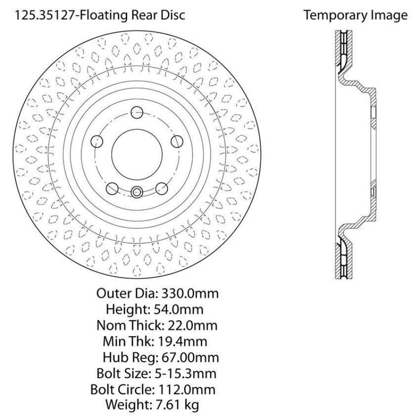 CENTRIC PARTS 125.35127 Centric Premium High Carbon Alloy Brake Rotor