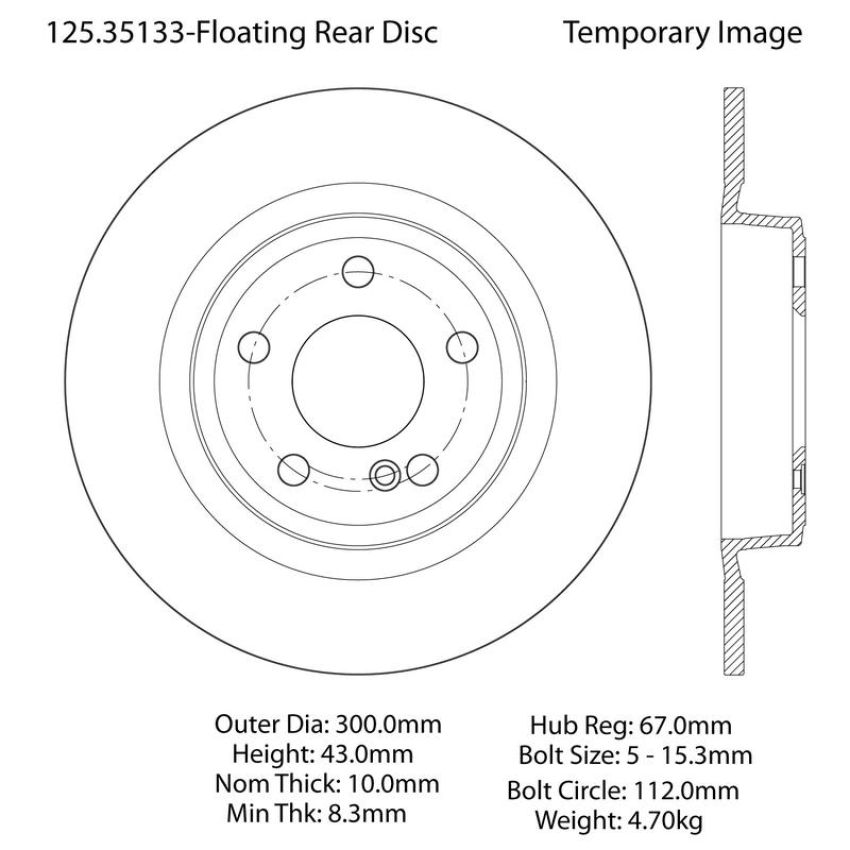 CENTRIC PARTS 125.35133 Centric Premium High Carbon Alloy Brake Rotor